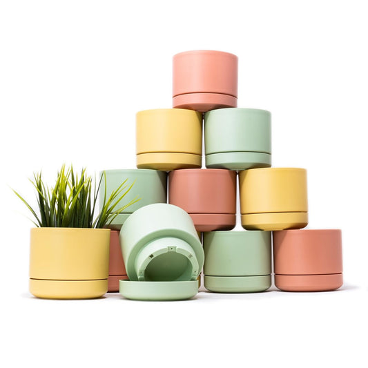 QILZO Plastik Blumentopf Klein | Set 12 Übertopf 10cm | Pastellige