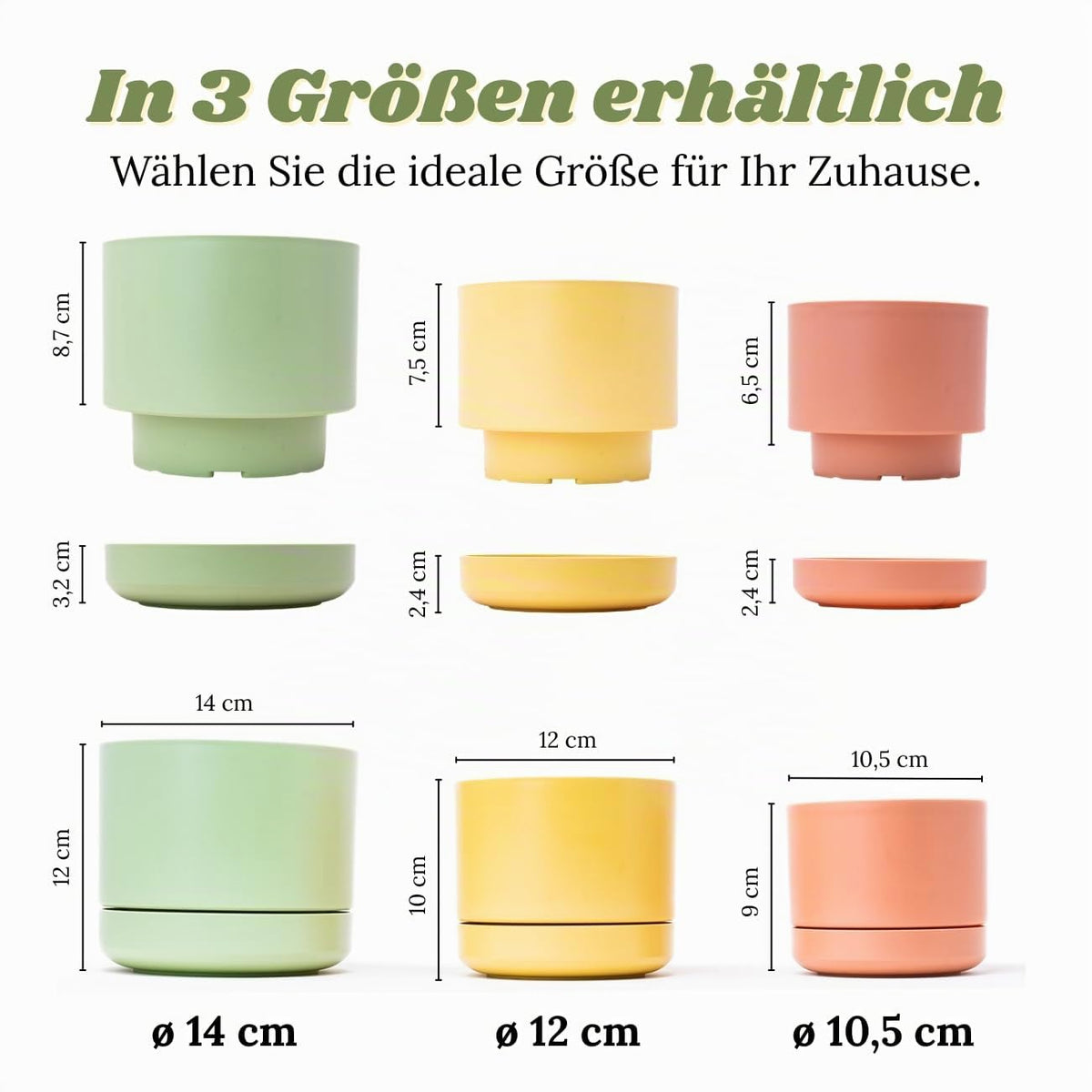 QILZO Plastik Blumentopf Klein | Set 12 Übertopf 10cm | Pastellige