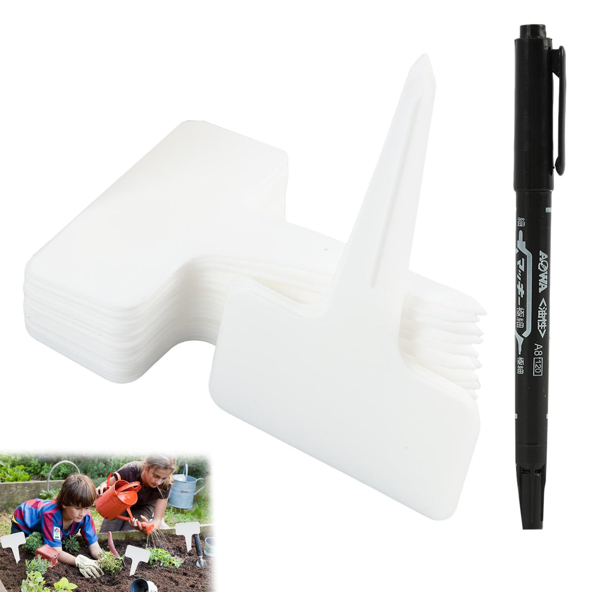 Pflanzenschilder 200 Stück, wetterfest & wiederverwendbar, Pflanzenetiketten zum Beschriften mit schwarzem Marker für Garten & Blumentöpfe