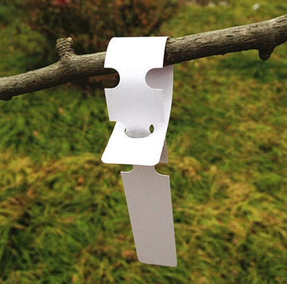 KINGLAKE Pflanzenschilder 100 Stück, wetterfeste Kunststoff-Schlaufenetiketten zum Beschriften, 2 x 21 cm, Weiß